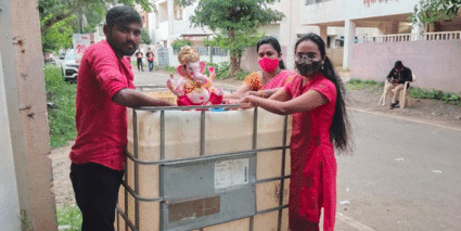 बारामती नगरपालिकेच्या पुढाकाराने पर्यावरणपूरक विसर्जन; २८ कृत्रिम जलकुंभात ४७५० गणेश मूर्तींचे विसर्जन