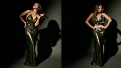 डीप नेक बॅकलेस सॅटीन गाऊनमध्ये दिसला मलायका अरोराचा हॉट अंदाज