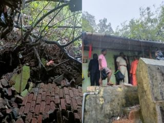 मुसळधार पावसामुळं विक्रोळीत घरांवर दरड कोसळली