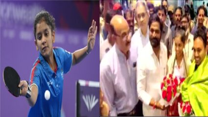सुवर्णपदक विजेती टेबल टेनिसपटू श्रीजा अकुलाचं भारतात जंगी स्वागत