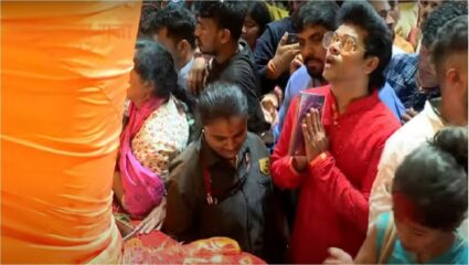 सिद्धार्थ जाधवकडून लालबागच्या राजाच्या चरणी ‘आता होऊ दे धिंगाणा’ ची सीडी अर्पण
