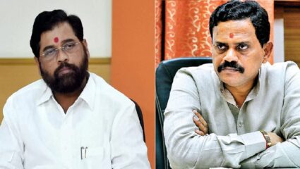 टेंभी नाका नवरात्रोत्सवाच्या मंडप पूजनावेळी शिंदे विचारे आमने सामने