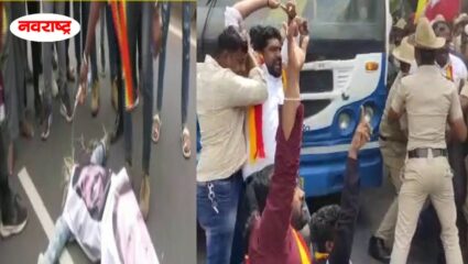 कन्नड रक्षण वेदिकेनं CM शिंदेंच्या पुतळ्याचं केलं दहन