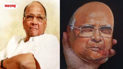 स्टोन आर्टच्या माध्यमातून साकारले शरद पवार यांचे चित्र; पहा फोटो