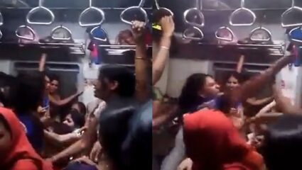 लोकल ट्रेनचा महिला डबा बनला कुस्तीचा आखाडा; ‘या’ कारणावरून चार महिलांमध्ये तुंबळ हाणामारी Video Viral