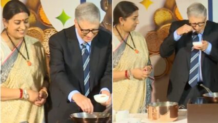 स्मृती इराणींनी बिल गेट्स यांना शिकवलं खिचडीमध्ये तडका कसा द्यायाचा, व्हिडिओ सोशल मीडियावर व्हायरल!