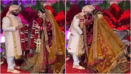 लग्नात स्टेजवर हार घालण्यापूर्वी वधूने वरासमोर ठेवली अट…मग kiss करत मारली मिठी, व्हिडिओ व्हायरल