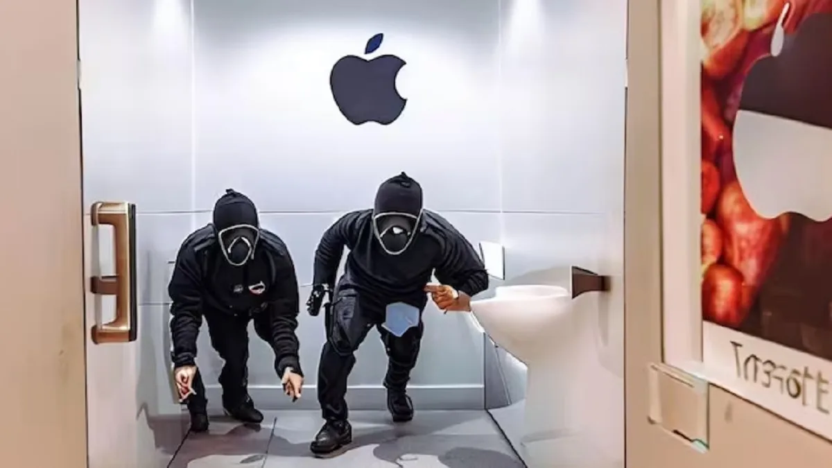 धाडसी चोरी! बाथरूमची भिंत फोडून चोरटे अॅपल स्टोअर मध्ये घुसले, 436 आयफोन केले लंपास