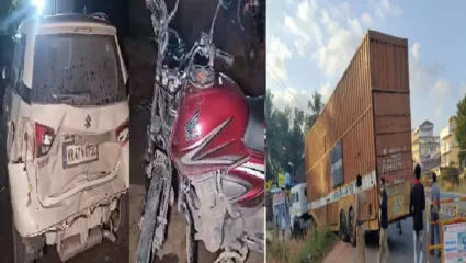 कंटेनर चालकाचा ताबा सुटल्याने विचित्र अपघात, एक ठार; थरारक घटना CCTV मध्ये कैद