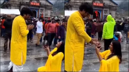 केदारनाथ मंदिरासमोर तरुणीने बॉयफ्रेंडला केलं प्रपोज, व्हिडिओ व्हायरल झाल्यावर नेटकऱ्यांचा संताप
