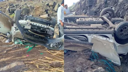 समृद्धी महामार्गावर पुन्हा एकदा अपघात, 30 फूट खोल कोसळल्याने कारचा चक्काचूर-पतीचा मृत्यू, पत्नी आणि मुलगा जखमी