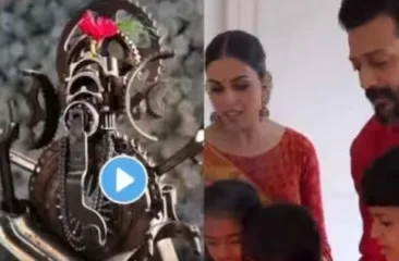 रितेश जिनिलियाच्या मुलांचा अनोखा बाप्पा! पर्यावरण संवर्धनाचा संदेश देत साकारला ‘रिसायकल बाप्पा’