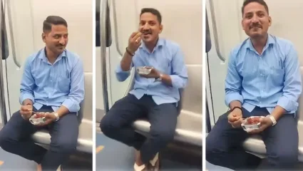 मेट्रोमध्ये ‘कोबी मंचुरियन’ खाणं पडलं महागात! 500 रुपयांचा ठोठावला दंड, व्हिडिओ व्हायरल