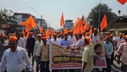 माणगांवमध्ये मराठा आरक्षणासाठी रास्ता रोको आंदोलन, मुंबई-गोवा महामार्ग अर्धा तासाहून अधिक वेळ केला बंद
