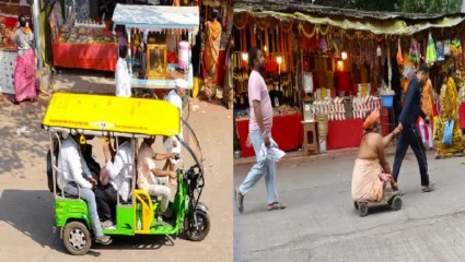 अपंग भाविकांची हेळसांड ! दिव्यांग भाविक चालत अन् व्हीआयपी भाविक रिक्षात