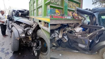 भीषण अपघात! अलिबाग रेवस मार्गावर आरसीएफ गेटसमोर कर आणि डम्पर धडकले