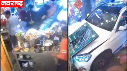 कचोरीच्या दुकानात घुसली भरघाव गाडी; थरारक व्हिडिओ तुफान व्हायरल