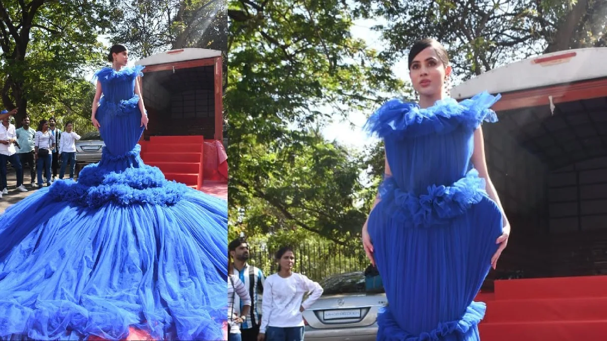 चक्क! 100 किलोचा ड्रेस, विचित्र गाऊन घालून उर्फी रेड कार्पेटवर चर्चेत