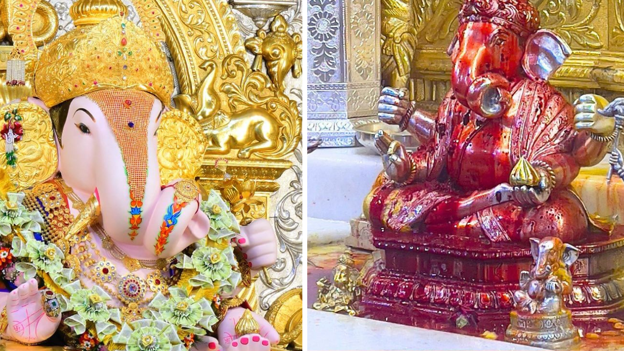 अंगारकी संकष्टी चतुर्थीनिमित्त श्रीमंत दगडूशेठ गणपती मंदिराचा गाभारा सजला