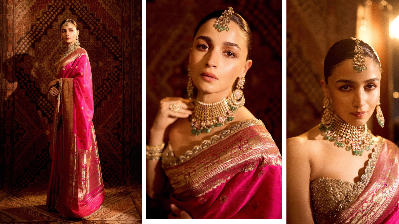 आलियाचा सुंदर कटान सिल्क बनारसी साडीमधील जबरदस्त लुक; पाहून चाहते झाले थक्क