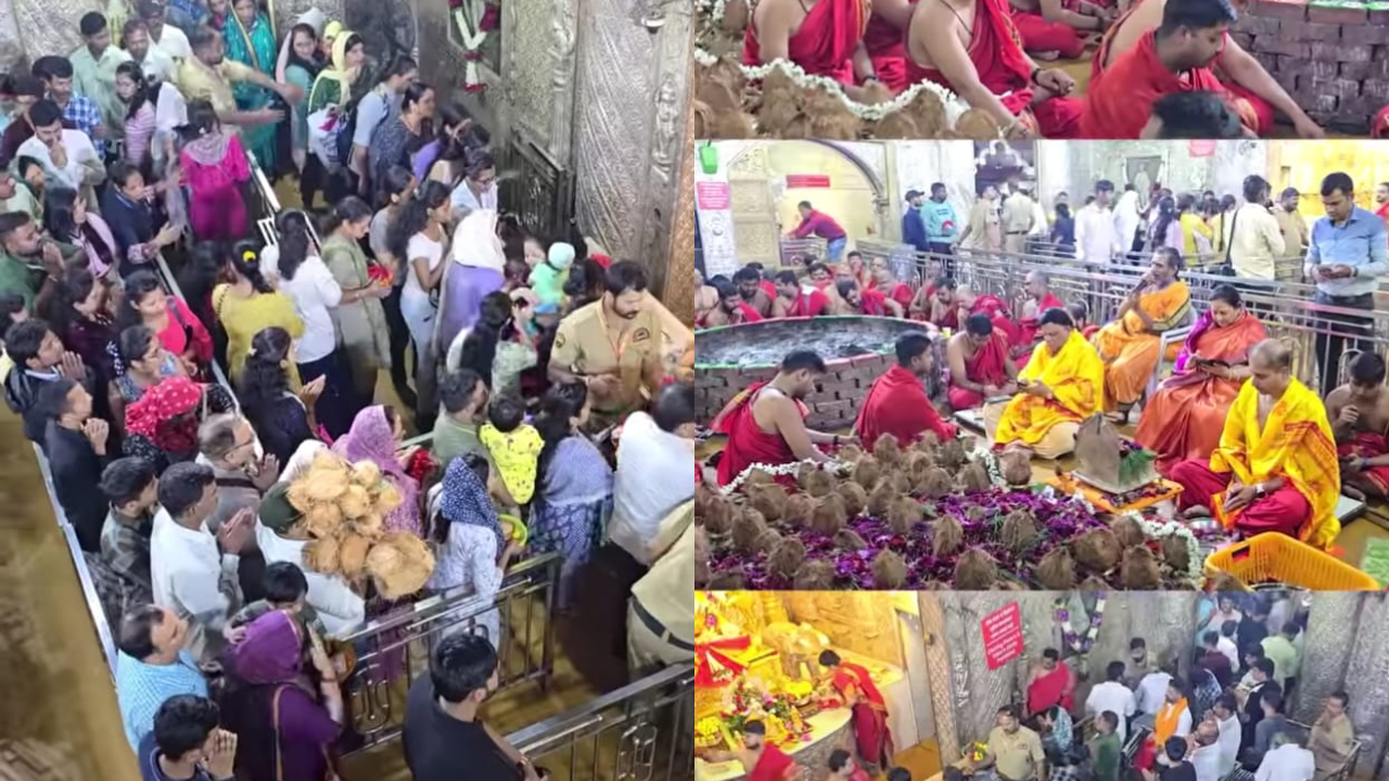आज संकष्टी चतुर्थी असल्याने दगडूशेठ गणपतीचे दर्शन घेण्यासाठी मोठ्या संख्येने भाविक मंदिरात उपस्थित होते. 