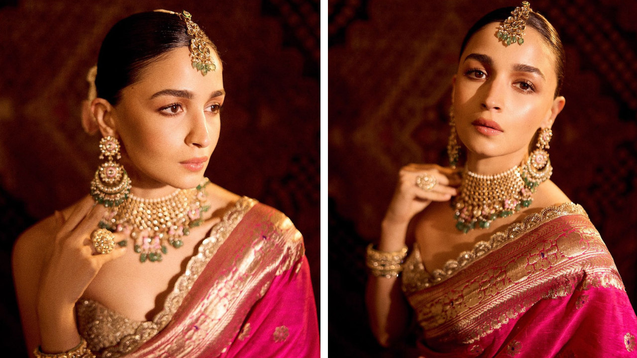 आलियाच्या हा जबरदस्त लूक पाहून चाहते झाले आहेत घायाळ. आणि हि हातमागावर विणकाम केलेली सुंदर साडी आलियाच्या नाजूक अंगकाठीवर खूपच सुंदर दिसत आहे. 