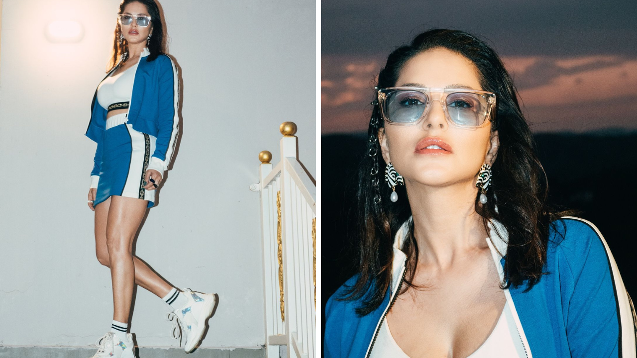 Sunny Leone चा ब्लू अँड व्हाईट #OOTD, पाहूनच चाहत्यांचा कलिजा खलास