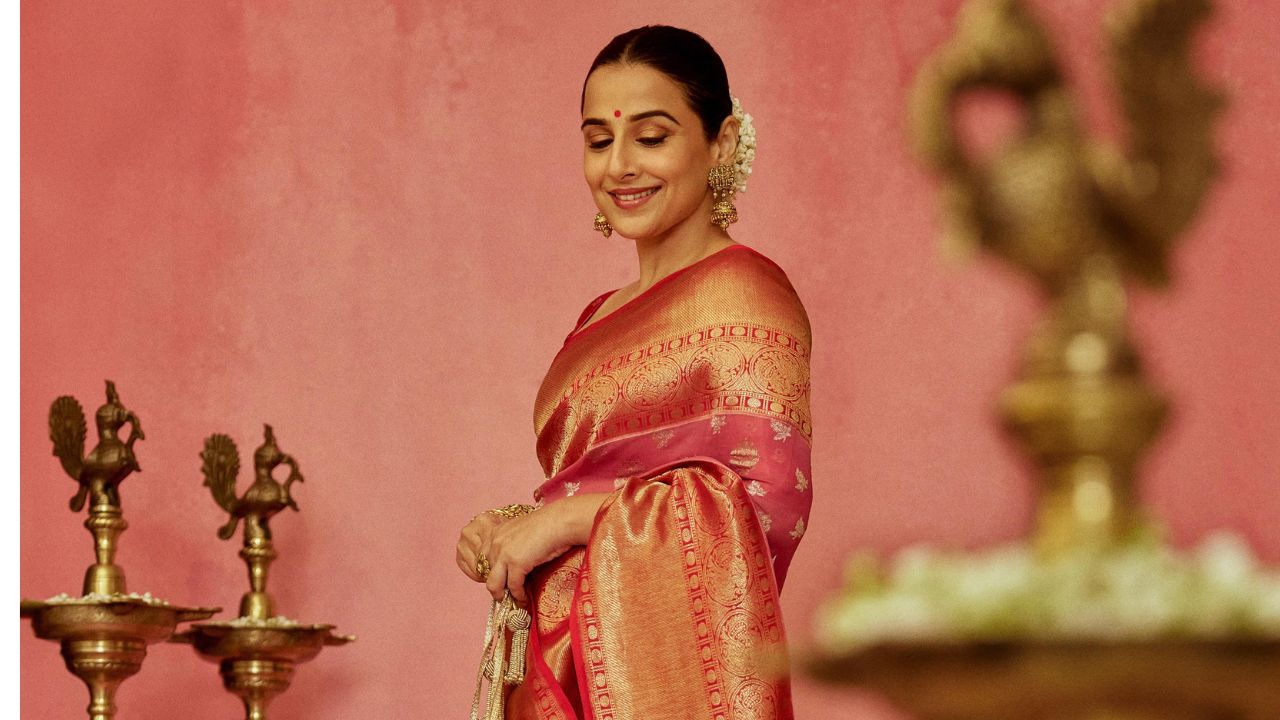 या साडीमधील विद्या बालनचा लुक एकदम साऊथ इंडियन दिसत होता त्यामुळे हा लुक पाहून सगळ्याच्या नजर तिच्या कडे खेळल्या होत्या. विद्या बालनने आपल्या हटके अंदाजात या साडीमधील फोटो क्लीक केले आहेत. 
