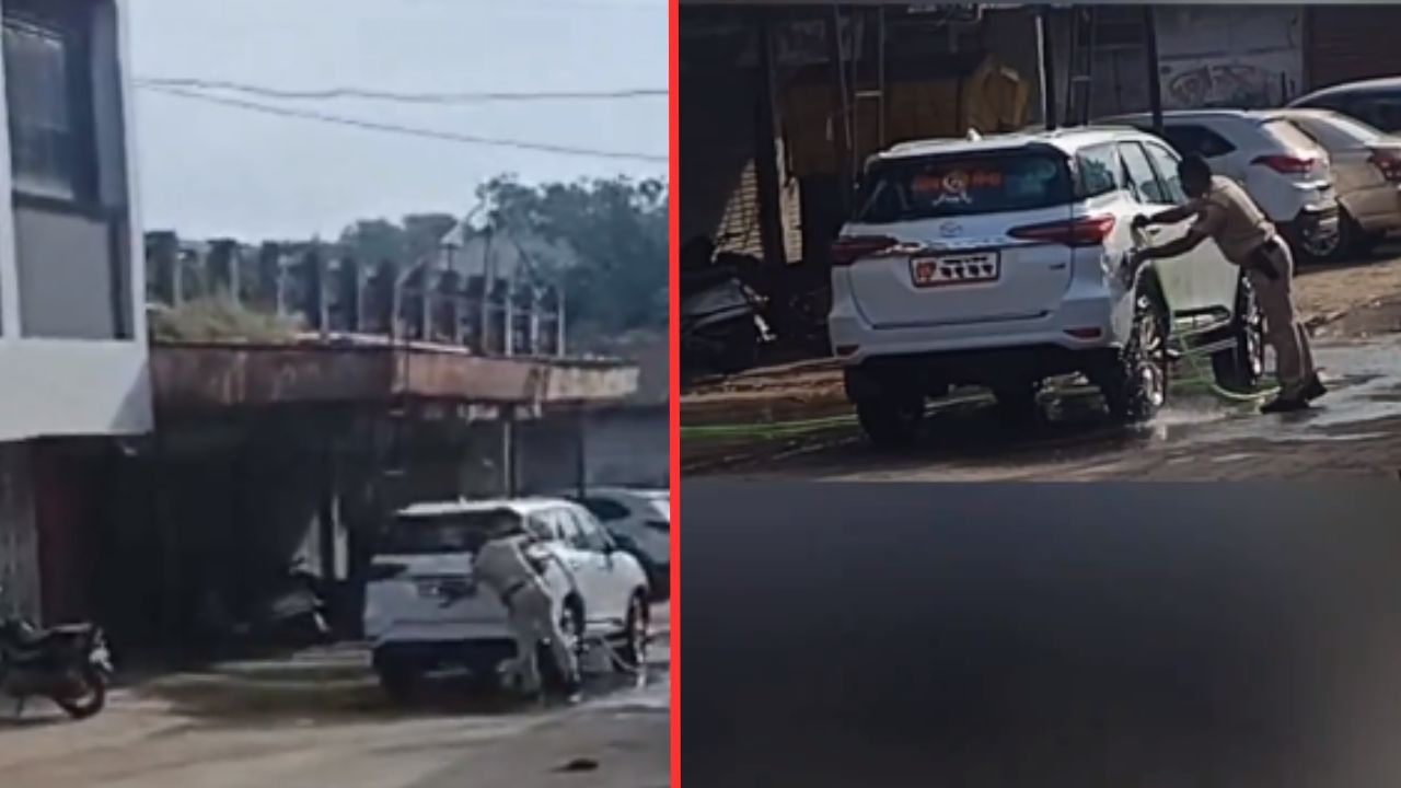Mla Sanjay Gaikwad Car Washed By The Maharashtra Police Video Viral From Buldhana