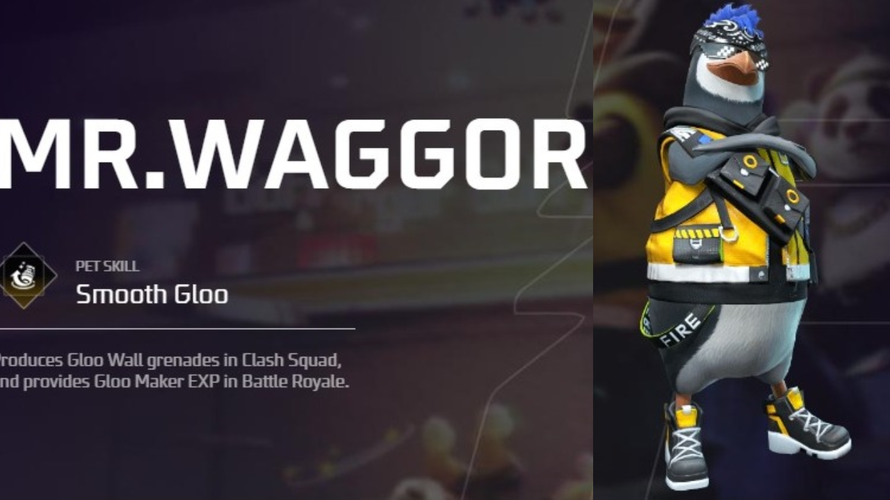 सर्वात आधी आहे Mr. Waggor. Mr. Waggor हे सर्वात लोकप्रिय पेटपैकी एक आहे. त्याची स्मोक डिलिव्हरी क्षमता, गेमर्सना स्मोक बॉम्ब प्रदान करते जे त्यांना लपण्यास आणि जवळच्या शत्रूंपासून पळून जाण्यास मदत करू शकते. 