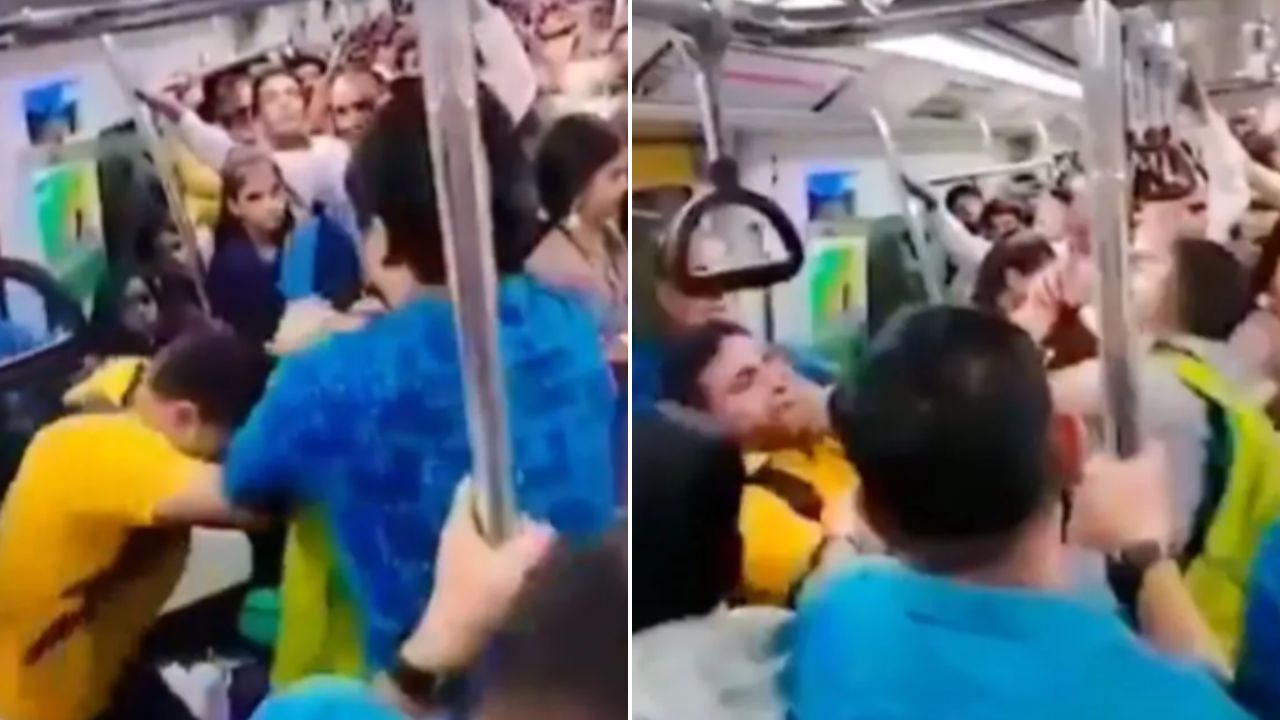दिल्ली मेट्रो बनली  कुस्तीचा आखाडा; धक्काबुक्कीवरून आणखी एकदा प्रवाशांमध्ये हाणामारी