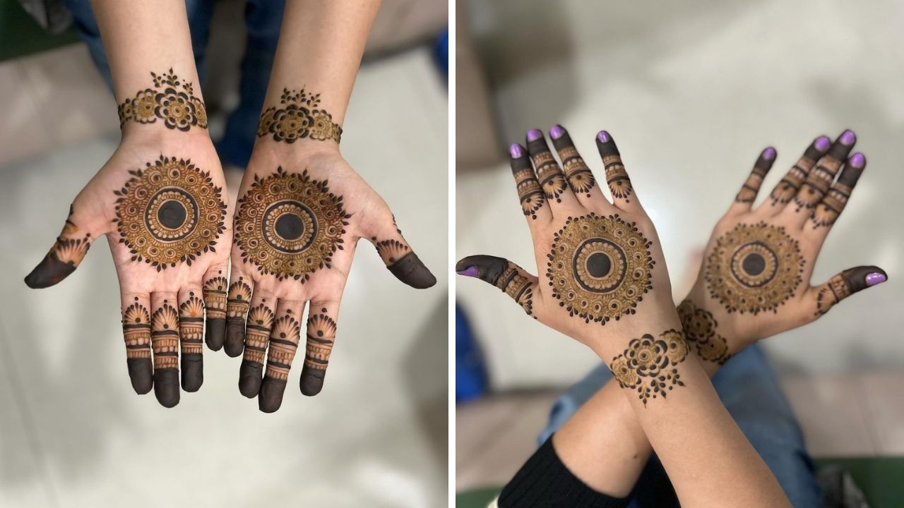 फ्लॉवर-लीफ डिझाईन्स असलेली मेहंदी हातांवर खूप शोभून दिसते. पानाफुलांच्या डिझाइन्स काढून तुम्ही ही मेहंदी हातावर काढून त्यात भावला रक्षाबंधनाच्या शुभेच्छा देऊ शकतात.
