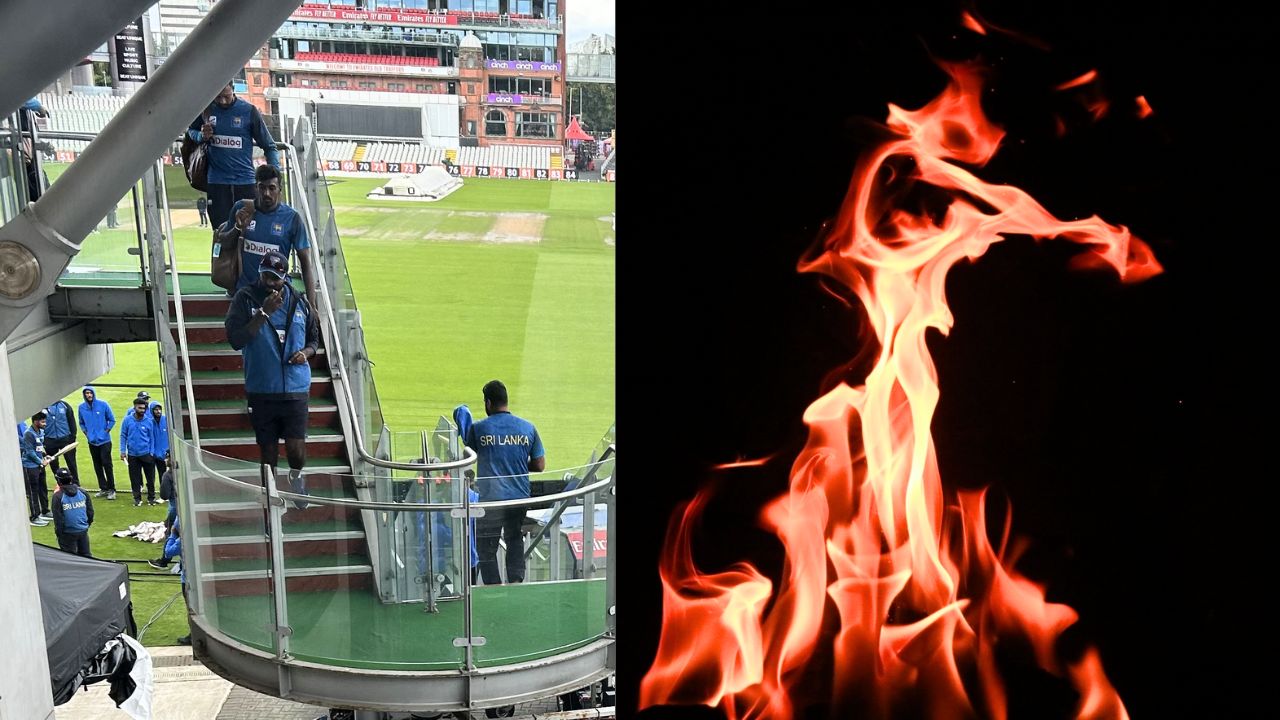 श्रीलंका क्रिकेट टीमच्या ड्रेसिंग रूमला आग; तणावपूर्ण वातावरणात संघाला काढले बाहेर; जाणून घ्या संपूर्ण प्रकरण