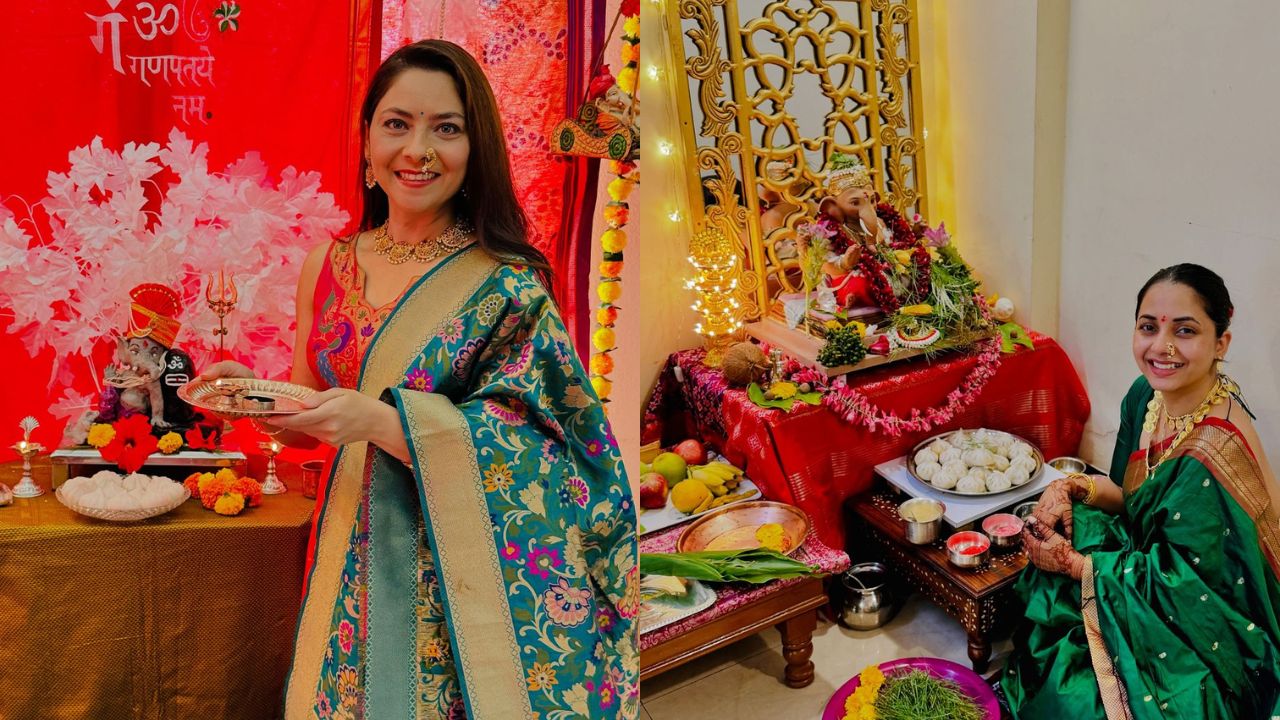 मराठी कलाकारांच्या घरी ढोल ताशांच्या गजरात लाडक्या बाप्पाचं आगमन झालं आहे. 