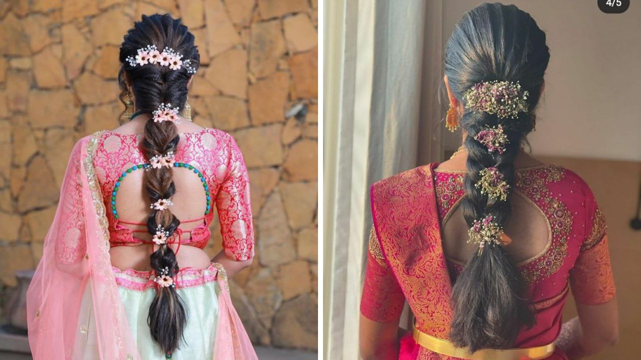 साडी नेसल्यानंतर अनेक महिला वेणी घालण्यास प्राधान्य देतात. वेणी घातल्यानंतर केस मोठे आणि सुंदर दिसतात. पण तुम्ही केसांची शोभा आणखीन वाढवण्यासाठी या पद्धतीने केसांची वेणी घालून वेणीमध्ये गजरा, फुल किंवा इतर कोणत्याही गोष्टी लावू शकता. 