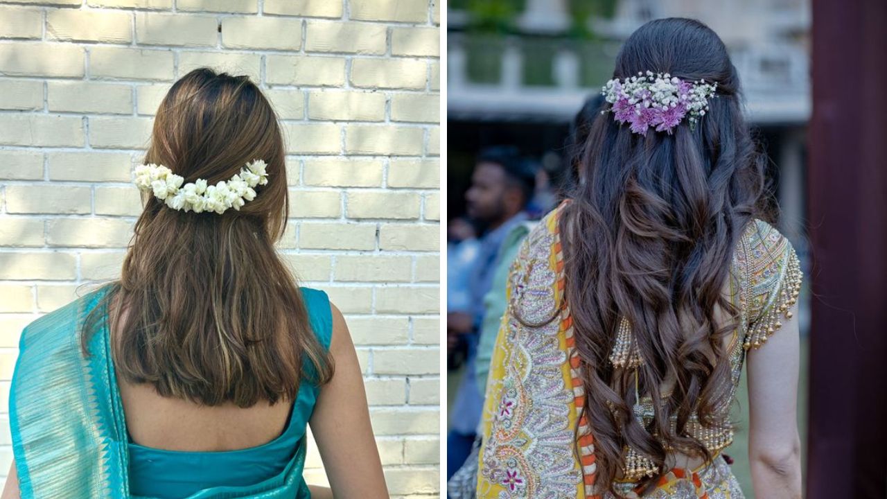 लहान केस असलेल्या महिलांनी केस बांधण्यापेक्षा मोकळे ठेवले तर ते अधिक सुंदर दिसतील. मोकळ्या केसांचा भांग पडून दोन्ही बाजूने सुंदर लहान वेणी बांधून तुम्ही केसांच्या मागच्या बाजूला आडवा गजरा किंवा फुल लावू शकता. हे लुक खूप सुंदर दिसेल. 