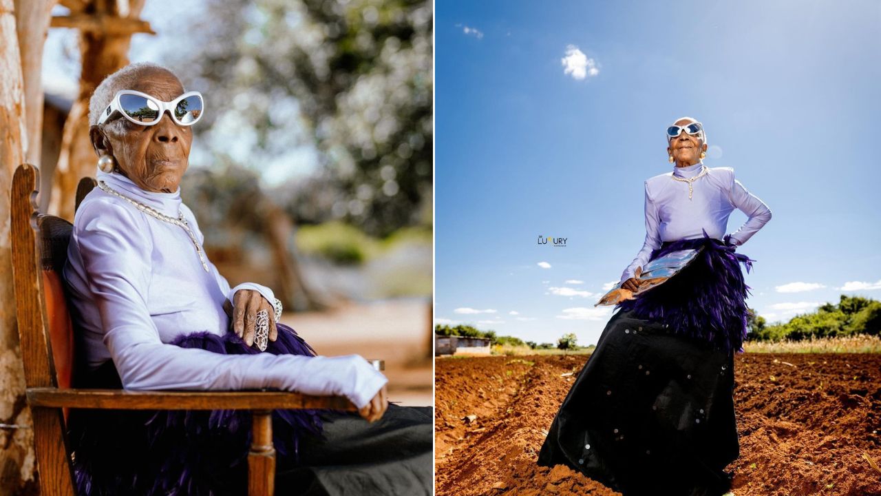 90 वर्षाच्या आजीचे हे लुक @luxurymediazambia ने स्टाईल केलेले आहेत.