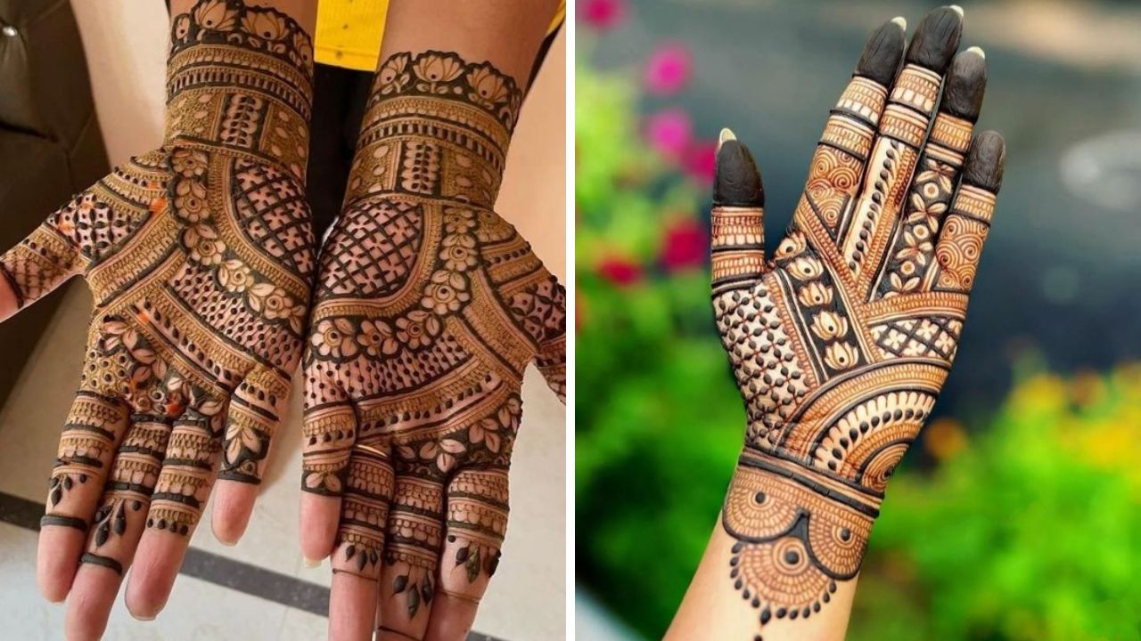 ज्या महिलांना जास्त भरलेली आणि बारीक नक्षीकाम केलेली मेहंदी आवडत असेल तर तुम्ही या पद्धतीची मेहंदी काढू शकता. यामुळे तुमचे हात खूप सुंदर दिसतील.