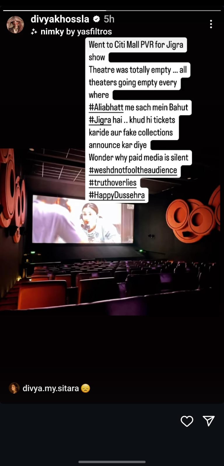 दिव्या खोसलाने आलिया भट्टवर गंभीर आरोप करत दाखवला 'जिगरा', म्हणतेय, "स्वतः तिकिटं खरेदी केले आणि..."