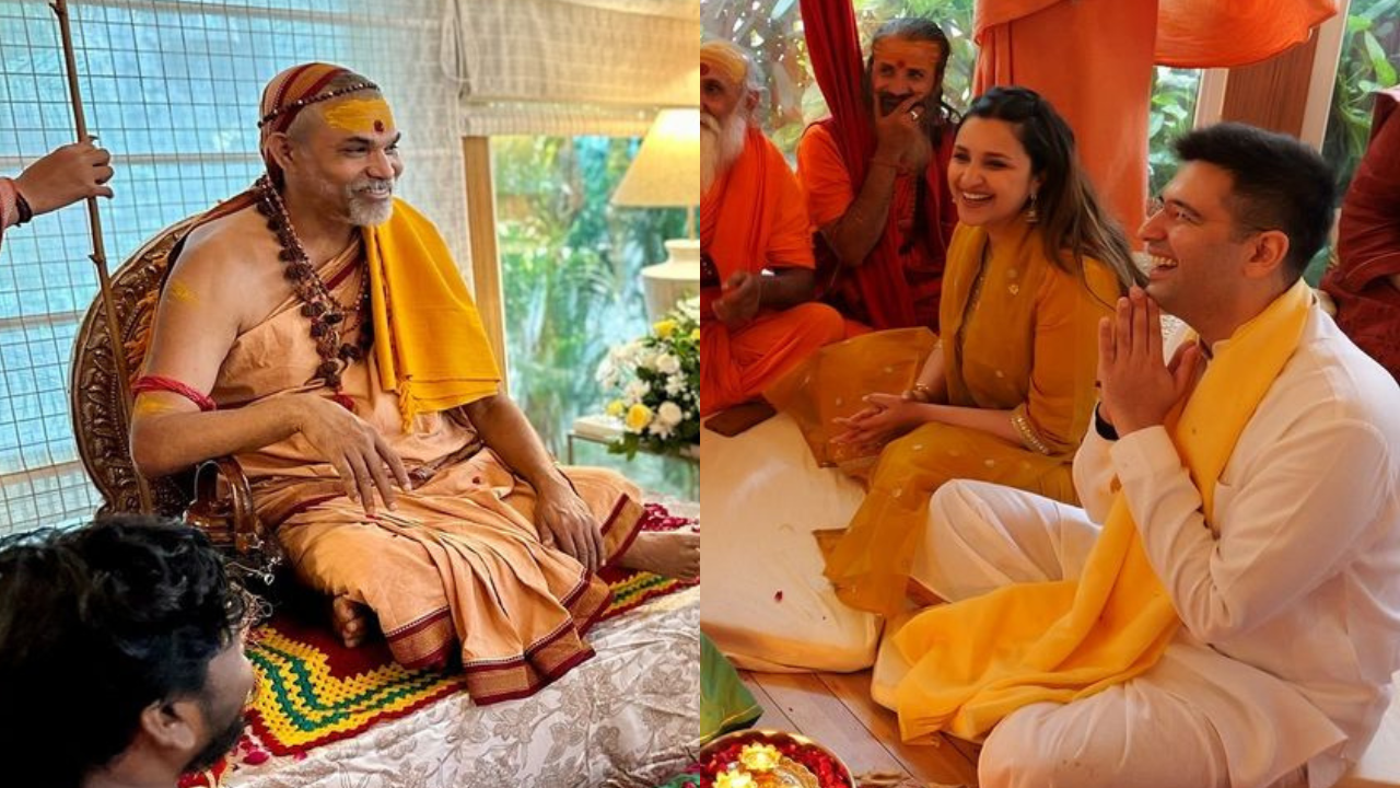परिणीती-राघवच्या घरी आले शंकराचार्य; पूजेचे फोटोज केले शेअर