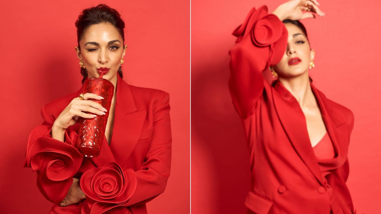 अभिनेत्रीने हातामध्येच फक्त दागिने घातले आहेत, त्याचबरोबर ड्रेसवर मॅचिंग लाल रंगाची लिप्सस्टिक लावली आहे. फोटो सौजन्य - सोशल मीडिया