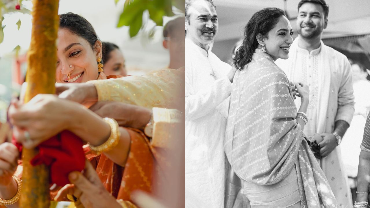 सोभिताने हळदीसाठी पिवळ्या रंगाची सुंदर साडी परिधान केलेली दिसत आहे. सोन्याच्या दागिन्यांसह अभिनेत्रीने तिचा लूक पूर्ण केला आहे. फोटोंमध्ये ती हळदीच्या रंगात रंगलेली दिसत आहे.