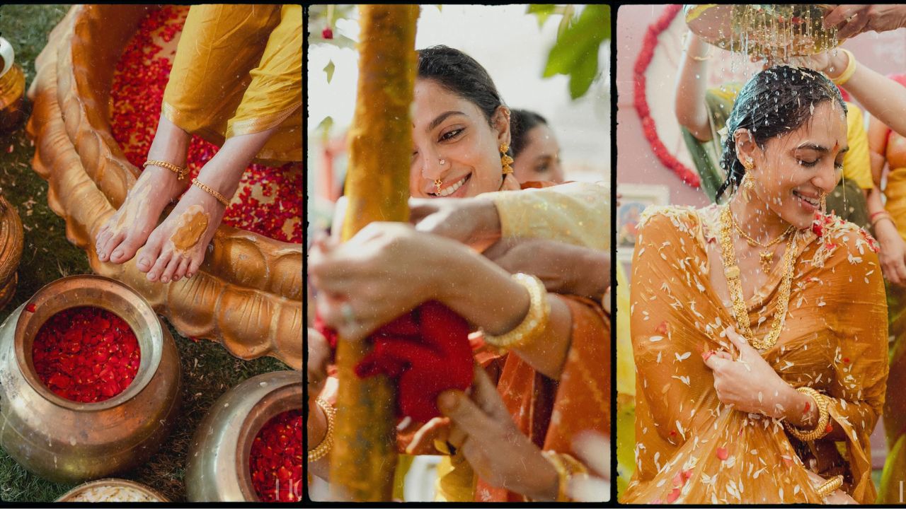 Sobhita Dhulipala Glows In Golden Radiance During Mangalasnanam Ceremony For Wedding With Naga Chaitanya