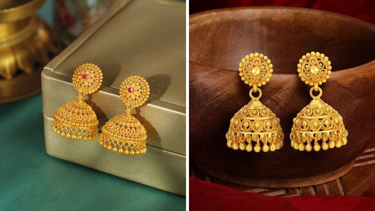 तुम्हाला जर मोठ्या आकाराचे झुमके हवे असतील तर तुम्ही या डिझाईनचे झुमके बनवू शकता. ही डिझाईन कोणत्याही साडीवर सूट होईल. 