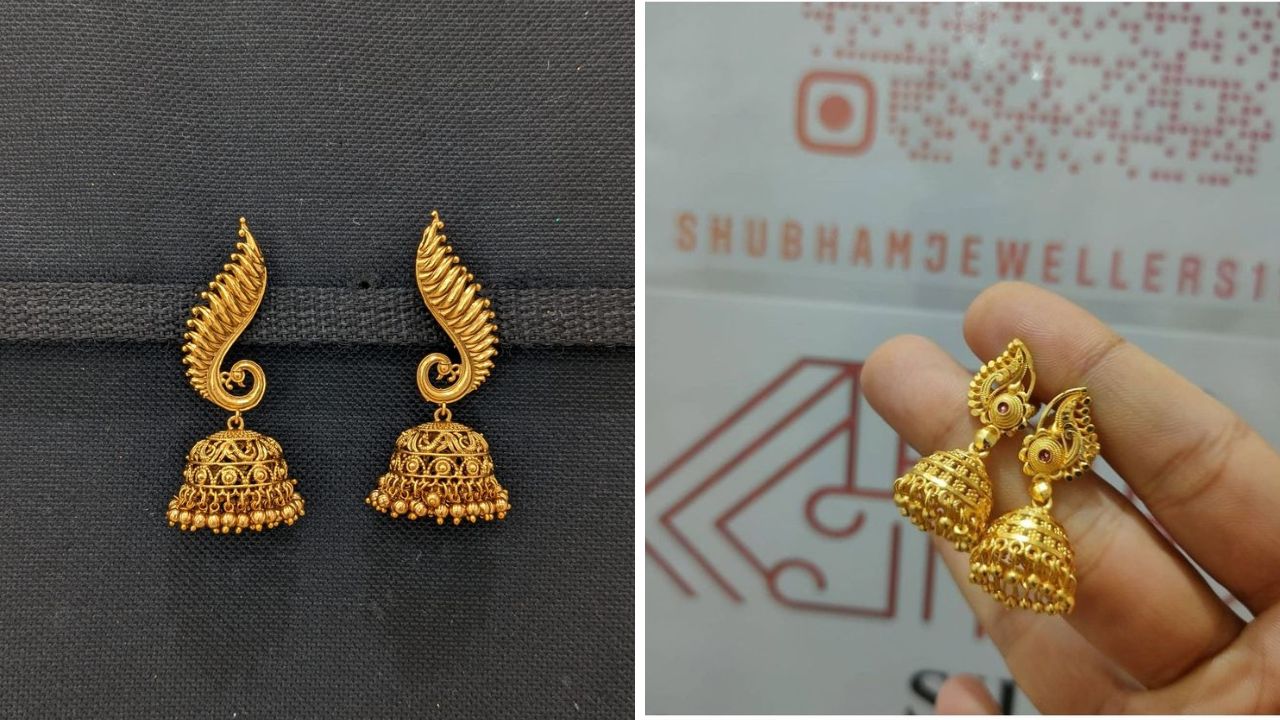 इतरांपेक्षा वेगळी डिझाईन जर तुम्हाला हवी असेल तर तुम्ही या डिझाईनचे झुमके घालू शकता. वेगळ्या आकाराचे झुमके कानामध्ये घातल्यानंतर सुंदर आणि उठावदार लुक दिसतो. 