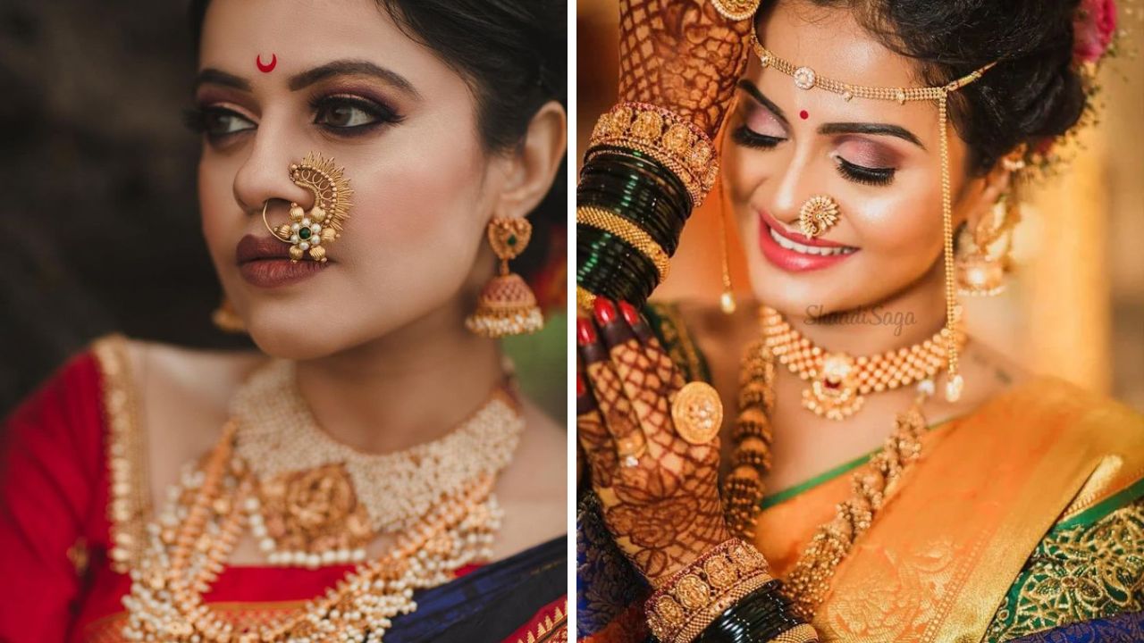 लग्नामध्ये नवरीच्या नाकात मोठ्या आकारची नथ असते. त्यामुळे तुम्ही तुमच्या लग्नात या पद्धतीची तयार करून घेतलेली नथ घालू शकता. हल्ली नावाच्या आणि इतर नथ सहज तयार करून मिळतात. 