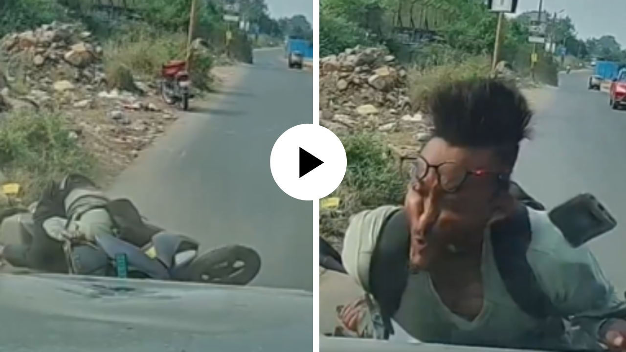 फोनच्या नादात कारला धडकली स्कुटर, तोंडासहित कारचा झाला चुराडा अन्... थरकाप उडवणारा Video Viral