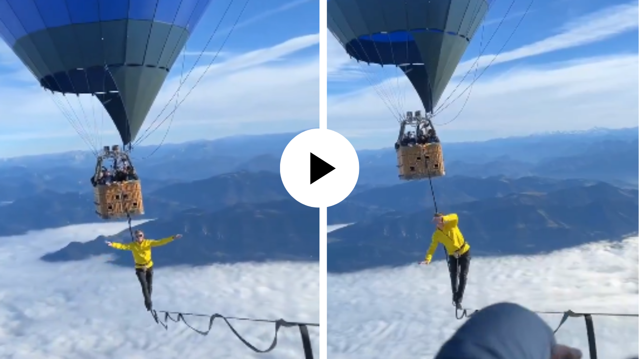 अनोखा विश्वविक्रम! अवकाशात पातळ दोरीवर चालत दाखवला जीवघेणा स्टंट, अंगावर शहारा आणणारा Video Viral