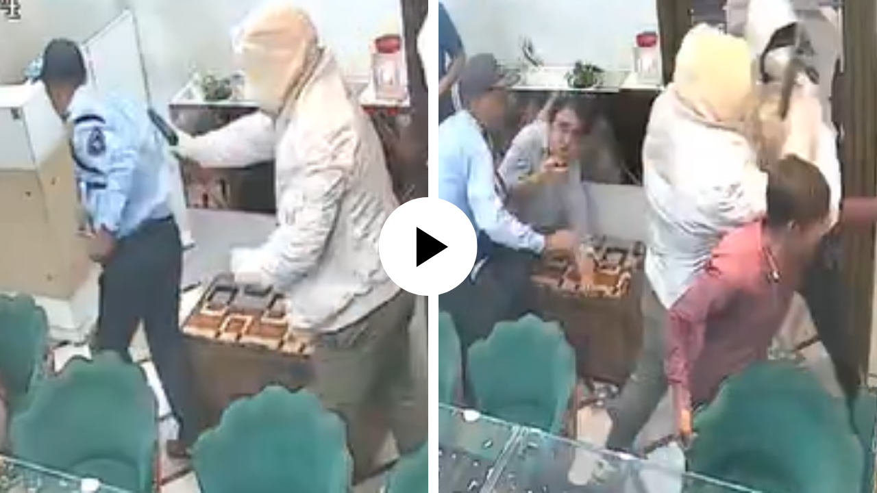 पिस्तुलाचा धाक दाखवत आले होते दागिने चोरायला पण झालं भलतंच, पाहून हास्याने लोटपोट व्हाल, चोरांच्या फजितीचा Video Viral