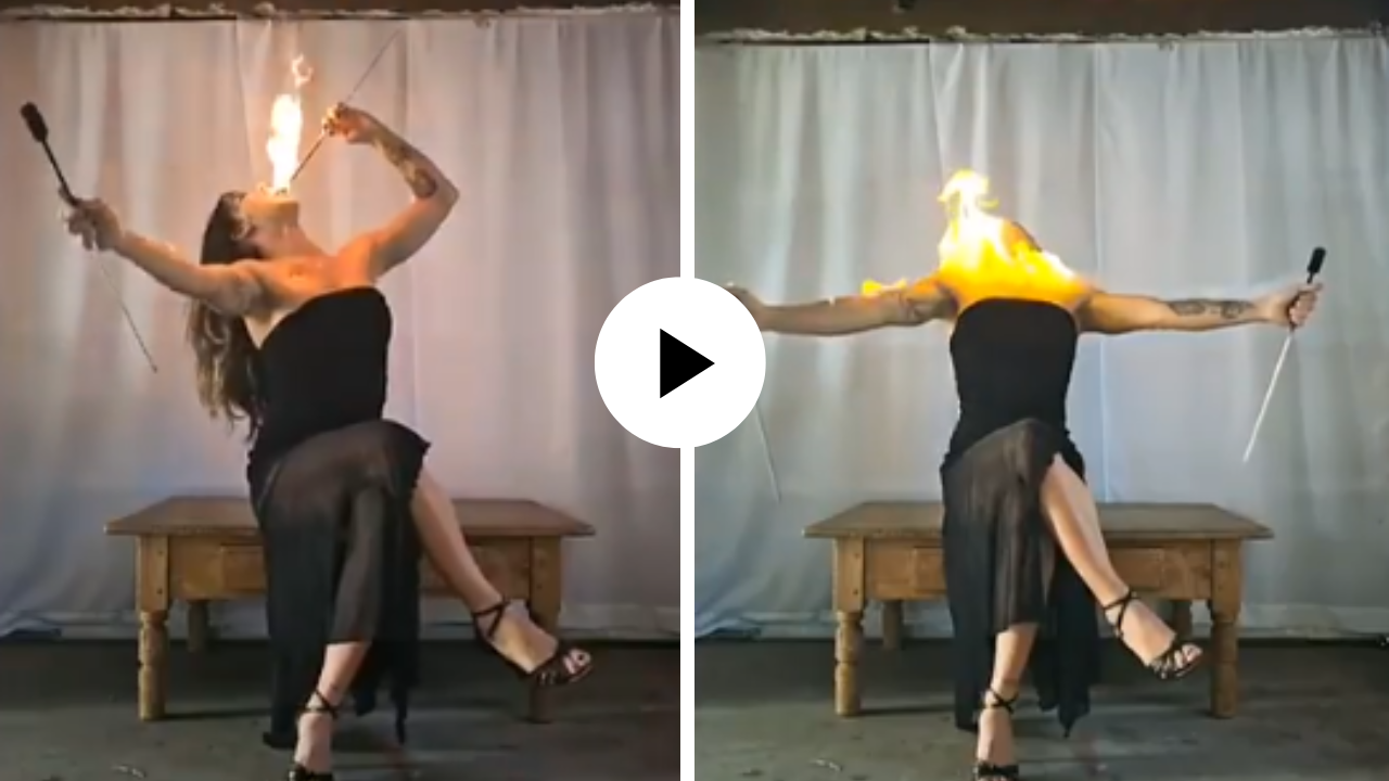 आगीला हातात खेळवत स्वतःच्याच शरीराला लावली आग, जादुई दृश्ये अन् थरकाप उडवणारा Video Viral